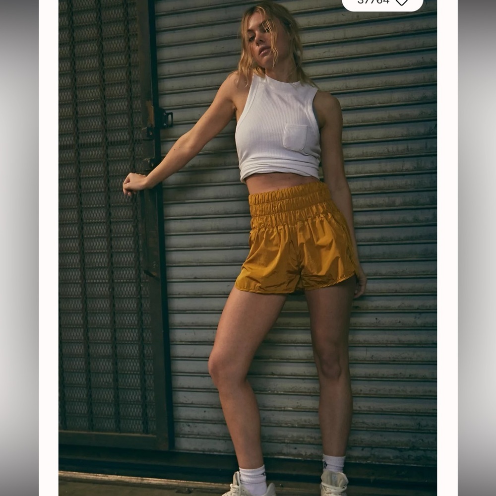 Free People Movement The Way Home Golden Yellow Shorts, size Small